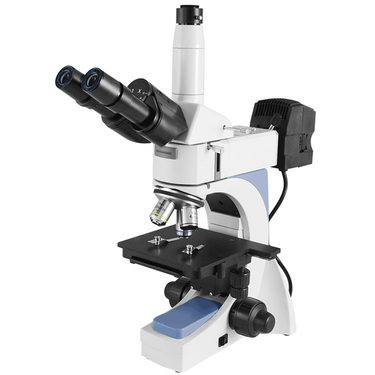 40X-400X Metallurgical Microscope, Trinocular, Halogen Light, Bright Field, SKU MT13040303, three quarter front view