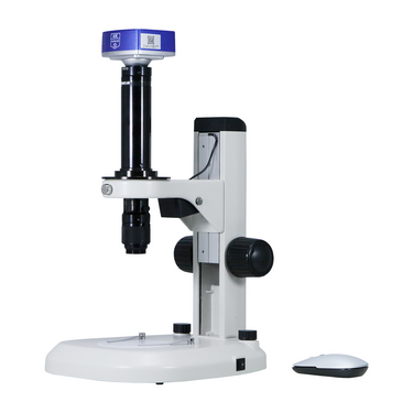 0.7-4.5X 8 Megapixels CMOS Track Stand LED Dual Illuminated Light Video Zoom Microscope, SKU MZ02120212, three quarter front view