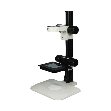 Microscope Track Stand, 76mm Coarse Focus Rack with Coarse Focus XY Stage, SKU ST02113012, three quarter front view