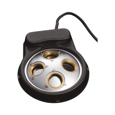 Quadruple (4) Holes, 3 parcentering adjustment Quadruple (4) Holes Motorized Nosepiece, SKU Mitutoyo-378-016A, three quarter front view