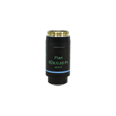 Objective Working Distance 1.5mm 40X Infinity Plan Achromatic Phase Contrast Objective, SKU Nexcope-NE620-Objective-PH40-A, three quarter front view
