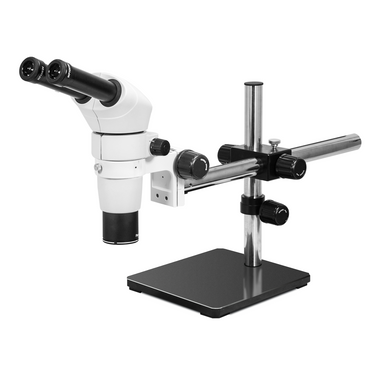 8-50X Boom Stand Binocular Parallel Zoom Stereo Microscope, SKU PZ02040121, three quarter front view