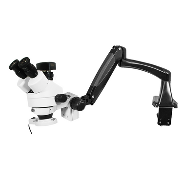 3.0 Megapixels 7-45X CMOS LED Light Pneumatic Arm Trinocular Zoom Stereo Microscope, SKU SZ02010733, three quarter front view