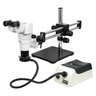 8-80X Halogen Light Dual Arm Stand Binocular Parallel Zoom Stereo Microscope, SKU PZ02050144, three quarter front view