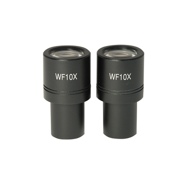 WF 10X Widefield Microscope Eyepieces, High Eyepoint, 23.2mm, FOV 18mm (Pair), SKU MT14022211, three quarter front view