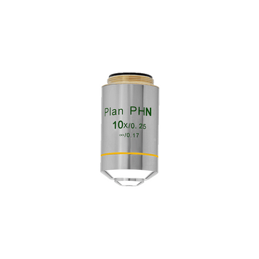 10X Infinity-Corrected (Plan PH N) Achromatic Negative Phase Contrast Microscope Objective Lens Working Distance 5.03mm, SKU PH03023332, three quarter front view