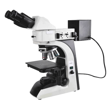 50-1000X Halogen Coaxial Reflection Light XY Stage Travel Distance 75x50mm Binocular Metallurgical Microscope, SKU MT04050203, three quarter front view