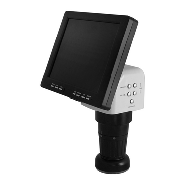 8 inch LCD Screen LED Video Microscope Body, SKU MV02011111, three quarter front view