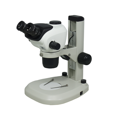 6.5-53X Track Stand LED Dual Illuminated Light Binocular Zoom Stereo Microscope, SKU SZ02050121, three quarter front view