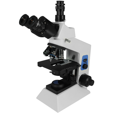 40X-1000X Biological Compound Laboratory Microscope, Trinocular, Halogen Light, NA 1.25 Abbe Condenser, SKU BM05070301, three quarter front view