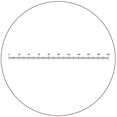 Microscope Eyepiece Reticle Linear Scale Micrometer Ruler Dia. 24mm, 10mm/200 Div., SKU RT20101162, three quarter front view