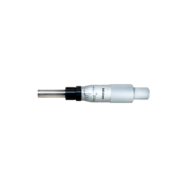 0-1″ Mechanical Micrometer Head Graduation 0.0001″ 1" Flat Mechanical Micrometer Head (Thimble Diameter: Dia. 18mm, Spindle Diameter: Dia. 8mm, W/Vernier), SKU Mitutoyo-153-208, three quarter front view