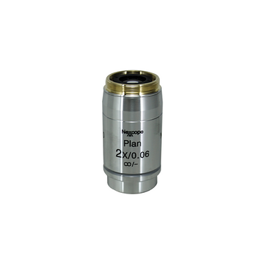 Objective Working Distance 9mm 2X Infinity Plan Achromatic Objective, SKU Nexcope-NE900-Objective-2, three quarter front view