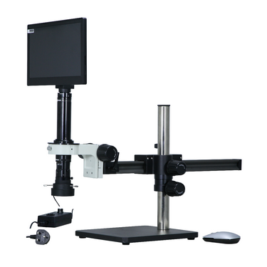 0.58-7X 2.0 Megapixels CMOS LED Light Ball Bearing Boom Stand Video Zoom Microscope, SKU MZ02130307, three quarter front view