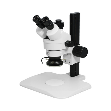 7-45X LED Light Track Stand Trinocular Zoom Stereo Microscope, SKU SZ02010032, three quarter front view