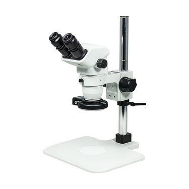 6.7-45X LED Light Post Stand Binocular Zoom Stereo Microscope, SKU SZ02060226, three quarter front view