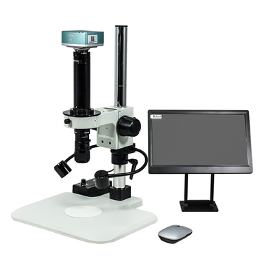 0.58-7X 2.0 Megapixels CMOS LED Light Post Stand Video Zoom Microscope, SKU MZ02130102, three quarter front view