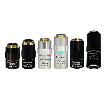 Infinity-Corrected Super-Long Working Distance Plan Apochromatic Objective Set, SKU MT06033042, three quarter front view
