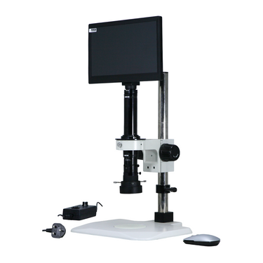 0.58-7X 2.0 Megapixels CMOS LED Light Post Stand Video Zoom Microscope, SKU MZ02130109, three quarter front view