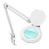 5 Diopter (2.25X) LED Magnifying Lamp with Clamp - 5-inch Glass Lens and Flip Cover, SKU MG16303221, three quarter front view