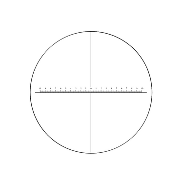 20mm/200 Div X-Axis Cross Hair Scale Reticle ( Dia. 24mm), SKU RT20103164, three quarter front view
