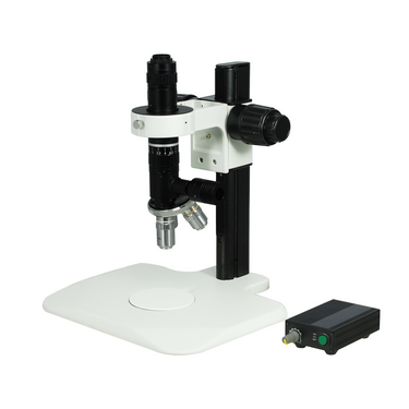 1.5-50X Track Stand Nosepiece Video Zoom Microscope, SKU MZ02370221, three quarter front view
