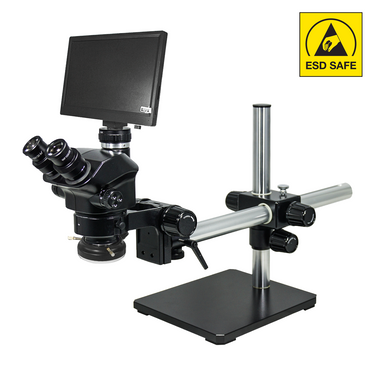2.0 Megapixels 7-50X CMOS LED Light ESD Safe Boom Stand ESD Trinocular Zoom Stereo Microscope, SKU SZ02090457, three quarter front view