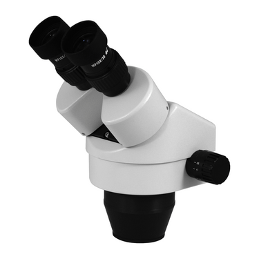 7-45X Zoom Stereo Microscope Head, Binocular, Field of View 20mm Working Distance 100mm, SKU SZ05031121, three quarter front view