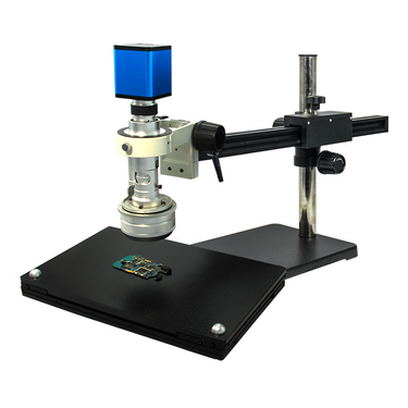 0.65-4.5X Industrial Inspection 3D Video Microscope + HDMI Digital Camera, Gliding Stand, SKU TD02020103, three quarter front view