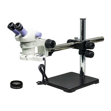 3.5-30X Boom Stand Fluorescence Light Binocular Zoom Stereo Microscope, SKU SZ02080422, three quarter front view