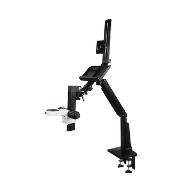 Microscope and Monitor Arm, Clamp Stand, 76mm Focus Rack, SKU ST02071812, three quarter front view
