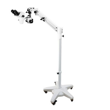 6.7-45X Pneumatic Arm Binocular Zoom Stereo Microscope, SKU SZ02060761, three quarter front view
