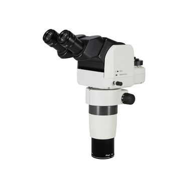 8-65X 8-65X 20° True-Trinocular Parallel Zoom Microscope Body, SKU PZ17011251, three quarter front view