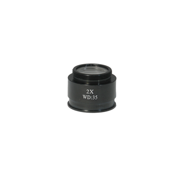 2X Achromatic Microscope Objective Lens for MZ0801 Video Zoom Microscope 20.3mm, 4/5in., SKU MZ08014611, three quarter front view