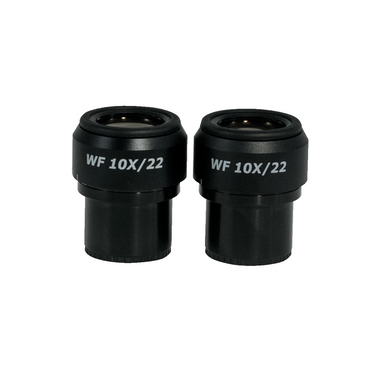 WF 10X Widefield Focusable Microscope Eyepieces, High Eyepoint, 30mm, FOV 22mm, Adjustable Diopter (Pair), SKU SZ17013221, three quarter front view