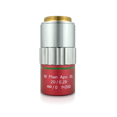 20X Infinity-Corrected Super-Long Working Distance Plan Apochromatic NIR Microscope Objective Lens Working Distance 30.8mm, SKU IR18091141, three quarter front view