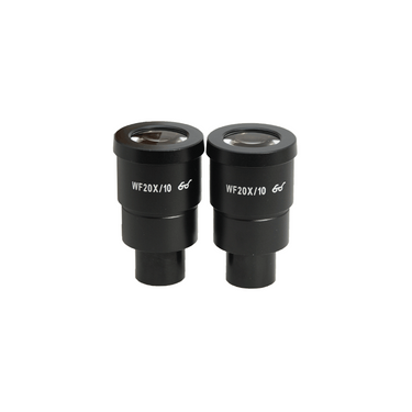 WF 20X Widefield Microscope Eyepieces, High Eyepoint, 30mm, FOV 10mm (Pair), SKU SZ05033611, three quarter front view
