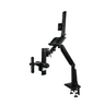 0.35X-2.25X Industrial Inspection Video Zoom Microscope, Pneumatic Arm Clamp Stand, Inclinable Focus Drive + Monitor Holder, SKU MZ02010175, three quarter front view