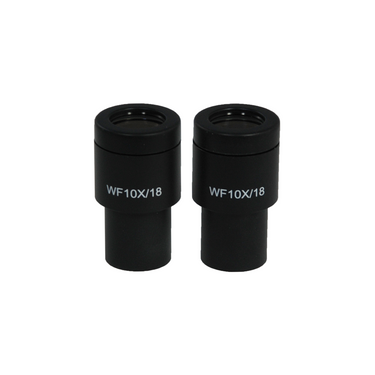 WF 10X Widefield Microscope Eyepieces, 23.2mm, FOV 18mm (Pair), SKU PL04082211, three quarter front view