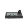 X: 100-180mm Y: 10-70mm XY Stage Travel Distance 75x60mm Stage Platform Dimensions 188x160mm Stage Knob with Scale With Scale 75x60mm Manual Stage, SKU SG08301201, three quarter front view