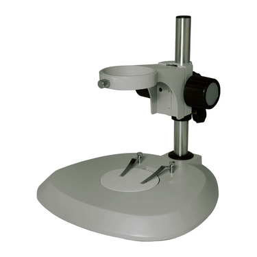 Microscope Post Stand, 76mm Coarse Focus Rack, Fan-Shaped Base (240mm Post), SKU ST08011101, three quarter front view
