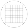 Microscope Eyepiece Reticle Net Grid Micrometer 10x10mm, 100 Squares, Dia. 20mm 1.2mm, SKU RT20105121, three quarter front view