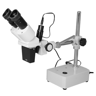 2.5X LED Reflection Light Boom Stand 2.5XBinocular Fixed Power Stereo Microscope, SKU FS12060224, three quarter front view
