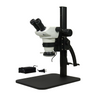 4-50X LED Light Curved Arm Stand Binocular Zoom Stereo Microscope, SKU SZ02030162, three quarter front view