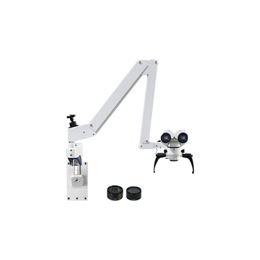 4X/6X/6.5X/10X/10.5X/16X LED Coaxial Reflection Light Pneumatic Arm Wall Mount Binocular Parallel Multiple Power Operation Surgical Microscope, SKU SM51010126, three quarter front view