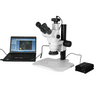6.5X-45X Super Widefield Zoom Stereo Microscope, Trinocular, Track Stand, LED Ring Light + 3M CMOS Digital Camera, SKU SZ02020078, three quarter front view