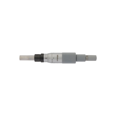 0-1″ 1" Flat Mechanical Micrometer Head (with Spindle Lock, Thimble Diameter: Dia. 18mm, Spindle Diameter: Dia. 8mm, Ratchet Stop), SKU Mitutoyo-153-205, three quarter front view