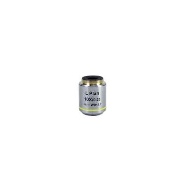 Objective Working Distance 17.7mm 10X Infinity Plan Long Working Distance Achromatic Metallurgical Objective, SKU MT02513331, three quarter front view