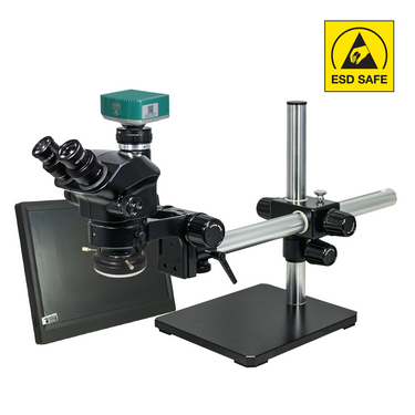 2.0 Megapixels 7-50X CMOS LED Light ESD Safe Boom Stand ESD Trinocular Zoom Stereo Microscope, SKU SZ02090455, three quarter front view