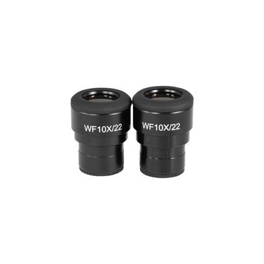 WF 10X Widefield Focusable Microscope Eyepieces, High Eyepoint, 30mm, FOV 22mm, Adjustable Diopter (Pair), SKU BM04042221, three quarter front view